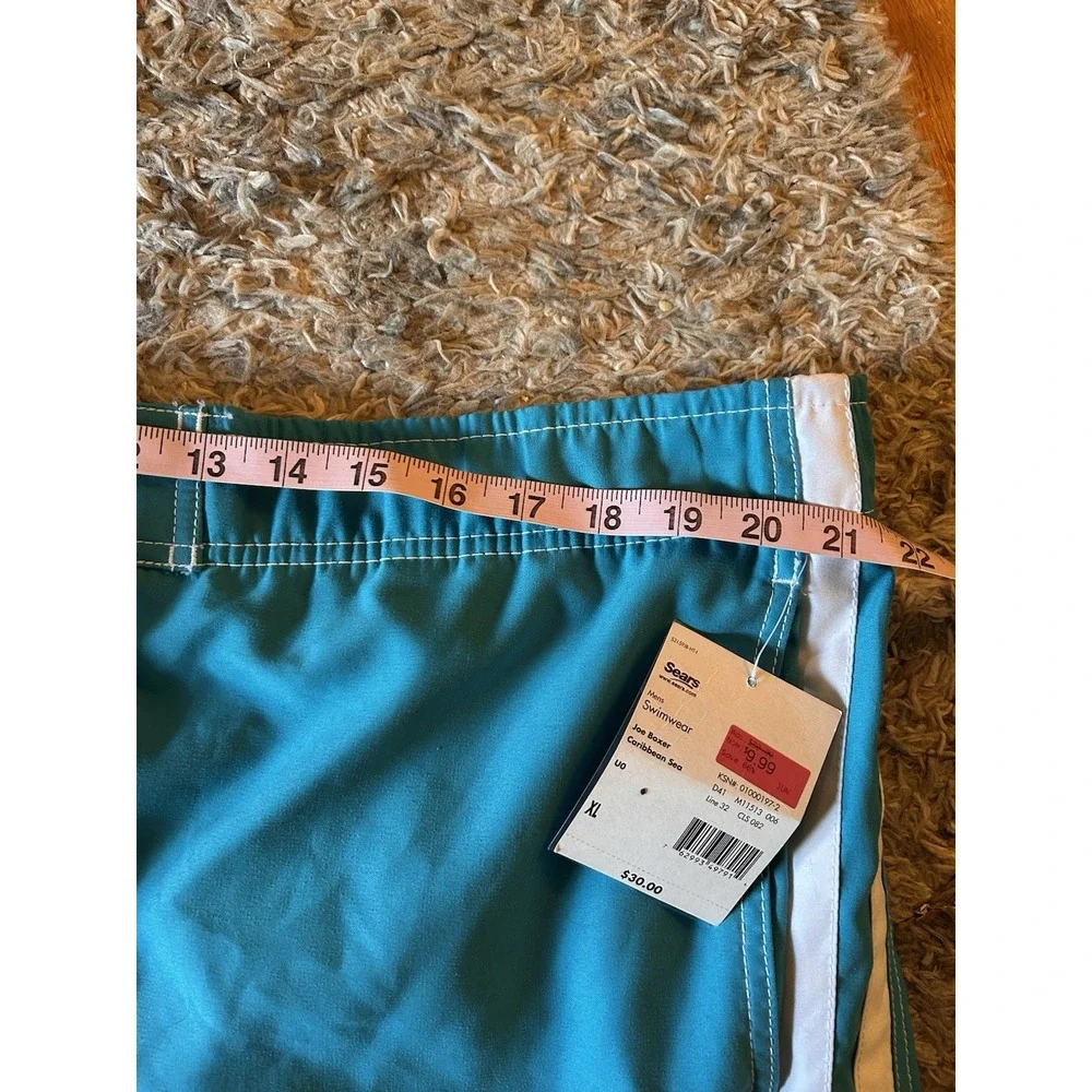 Vintage Y2K Joe Boxer Mens XL Swim Trunks Board Shorts Teal Cargo NWT Sears